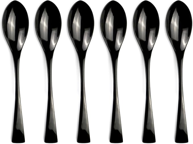 8 Inches 18/10 Stainless Steel Dessert Spoon, Mirror Finished Blue, Set of 6