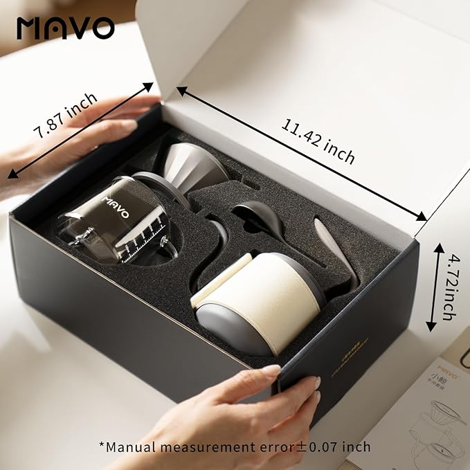 Pour Over Coffee Maker Set, Pour Over Kettle, Coffee Dripper, Glass Coffee Server with Scale, Stainless Steel Filter (Orange)