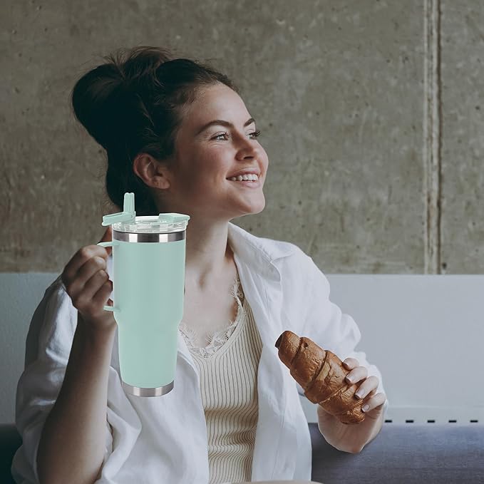 HASLE OUTFITTERS 30oz Tumbler With Handle, Insulated Travel Coffee Mug With Straw Leak-Proof Double Wall Stainless Steel Vacuum Tumblers Metal Cup with Straw for Hot and Cold Drink