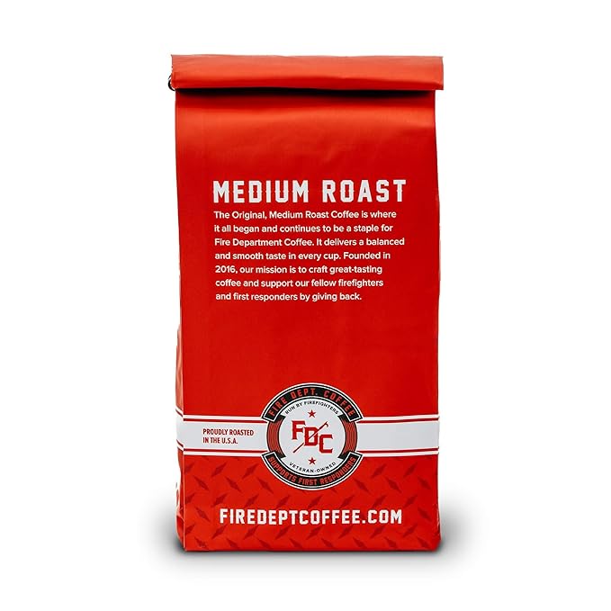 Fire Department Coffee - Gives Back to Firefighters - Balanced & Smooth Original Medium Roast Ground Coffee - Roasted in the USA - Veteran Owned -12 oz