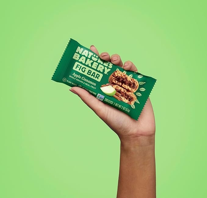 Nature's Bakery Whole Wheat Fig Bars, Apple Cinnamon, Real Fruit, Vegan, Non-GMO, Snack Bar, 1 Box With 12 Twin Packs (12 Twin Packs)