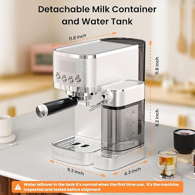 Espresso Machine 20 Bar Temperature Control LED Display Expresso Machine for Home with Automatic Milk Frother for Cappuccino Latte