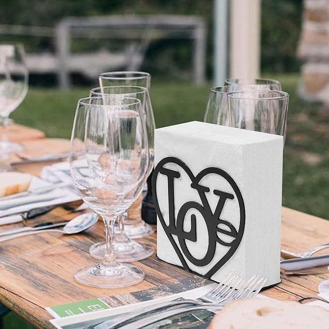Napkin Holder for Table,Metal Napkin Holder for Kitchen Dining Farmhouse Cocktail Picnic Bar Rustic, Modern Napkins Holder for All Dining Room Decors (Letter)