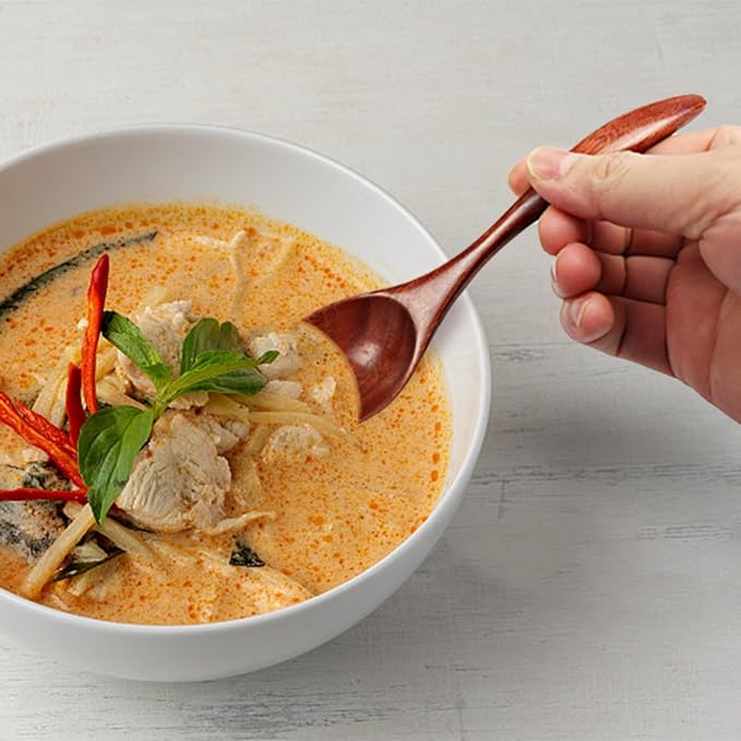 6 pcs Wooden Spoons for Eating, 6.7 inch Wooden Honey Spoons for Tea, Wood Teaspoons for Stirring Coffee - Perfect for Soup,Eating,Scooping Jars & Canisters,Dessert