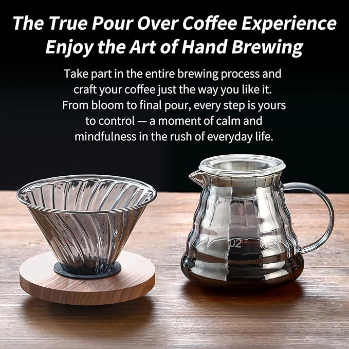 Unbreakable - Pour Over Coffee Maker 720ML/24OZ, Heat Resistant Borosilicate Glass Dripper with Filter Holder, BPA-Free Manual Coffee Brewer for Home and Office Use