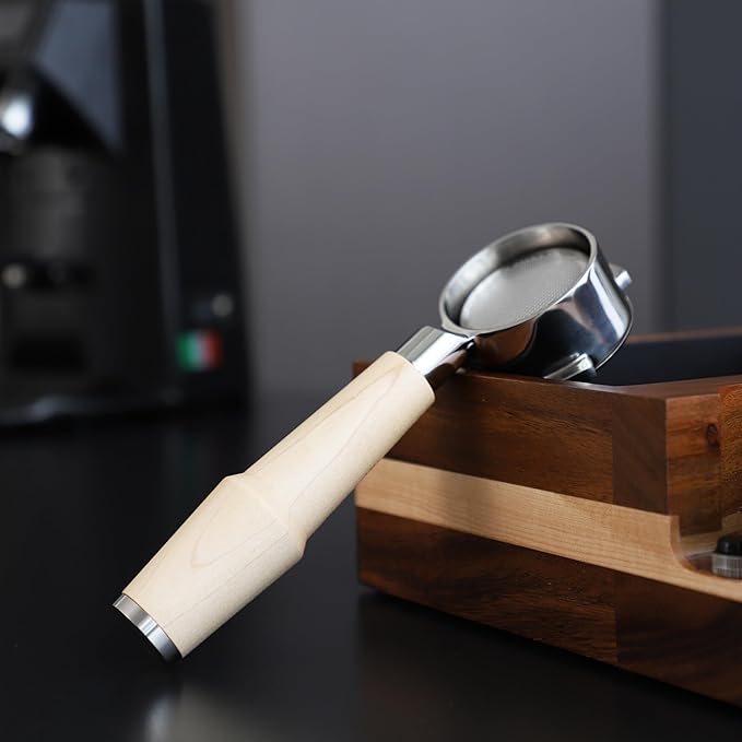 58mm Espresso Tool Kit for Gaggia Classic, Classic Pro, and Classic Pro Evo: Maple Bottomless Portafilter, Calibrated Tamper, Dosing Funnel with Puck Screen, and Adjustable Distributor