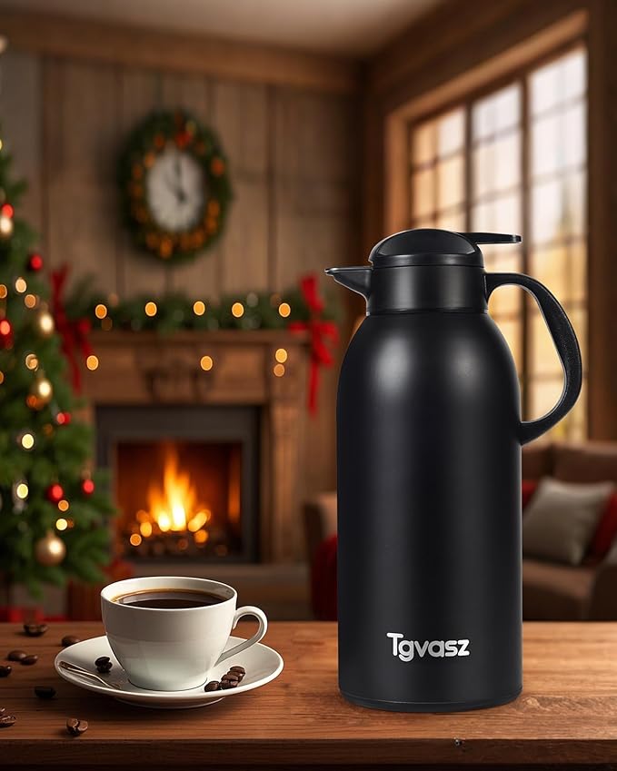 Large and Heavy Thermal Coffee Carafe 102 oz,Fullness Water is 7.3 LB, Insulated Carafe for Hot Liquids, Coffee Carafes For Keeping Hot for Parties -Tea Dispenser Flask(black)