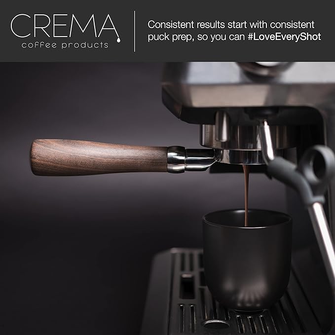 CREMA Coffee Products 54mm Hand Tamper & Coffee Distributor | Compatible with Breville Portafilters| Double-Sided, Adjustable Depth Tool | Made with Durable 304 Stainless Steel | Black