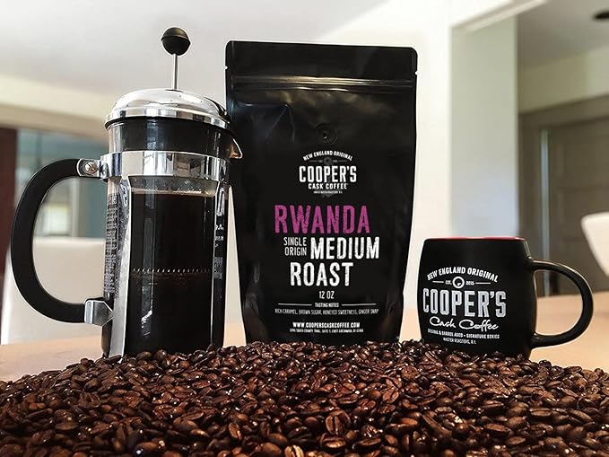 Rwanda Full Bodied Medium Roast Coffee Beans, Single Origin Whole Bean, 12 oz Bag