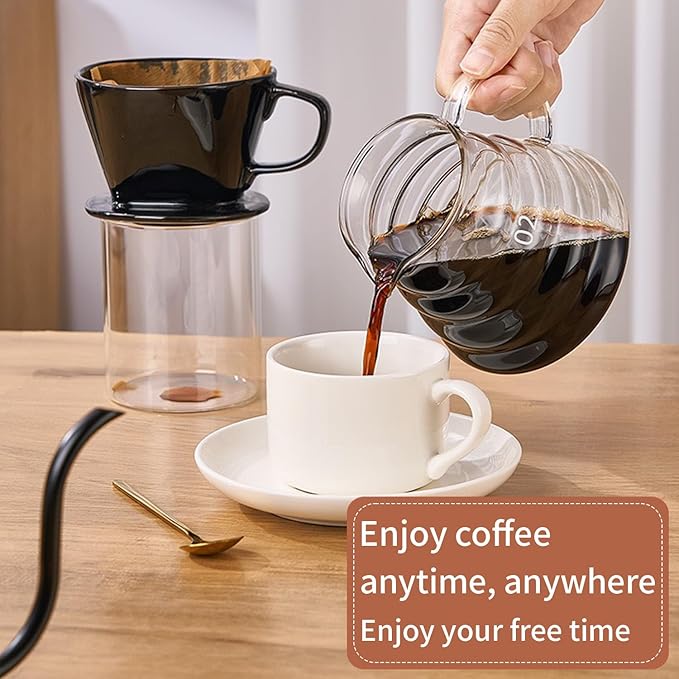 Pour Over Coffee Maker, Single Cup Coffee Dripper, Manual Porcelain Slow Brewing Accessories for Travel, Camping, Office, Home, Cafe, Coffee Gifts