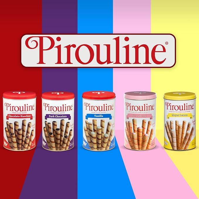 Pirouline Rolled Wafers – Lemon – Rolled Wafer Sticks, Crème Filled Wafers, Rolled Cookies for Coffee, Tea, Ice Cream, Snacks, Parties, Gifts, and More – 14.1oz 6pk