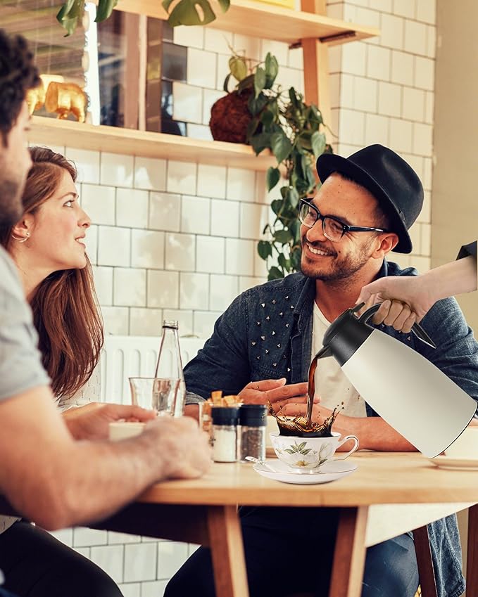 70 Oz Stainless Steel Coffee Carafe, Keeps Hot Beverages for 12 Hours, Double Walled Vacuum Insulated Carafe (White)