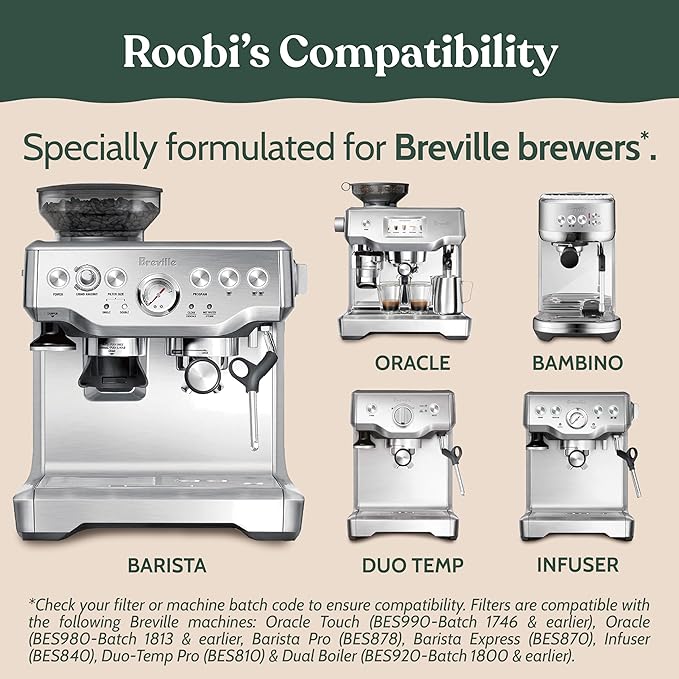 Breville Compatible Espresso Machine Cleaning & Maintenance Kit. Includes 52 Breville Cleaning Tablets and 6 Water Filters. Carbon Neutral. 1 Year Supply.