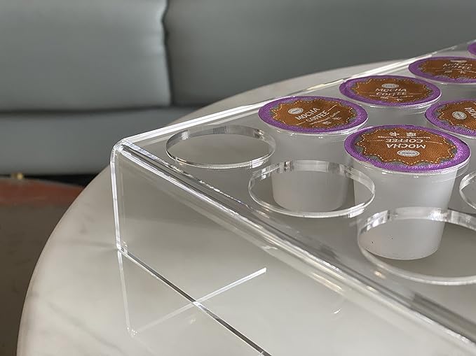 IEEK 2 Pack of 35 Slots Flat Countertop Coffee Pod Holder K Cup Organizer Tray Clear Acrylic Coffee Pod Organizer for Office and Kitchen Counter or Drawer Compatible With KCup Pods