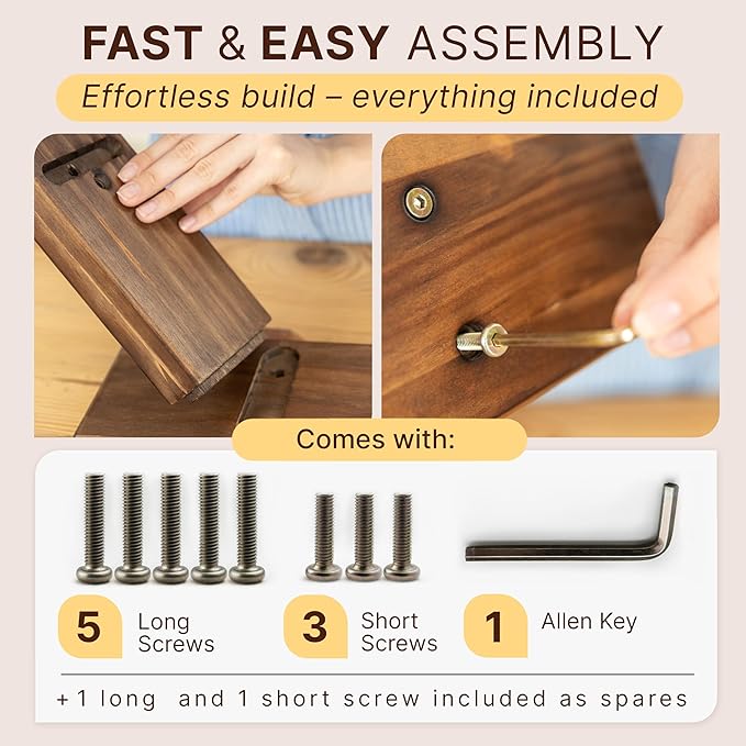 Coffee Cup Holder for Kitchen Counter - Premium Coffee Mug Organizer Holds 6 Mugs - Handmade Wooden Cup Holder with Non-Slip Feet, Stained Espresso Finish, Screwdriver & 6 Screws