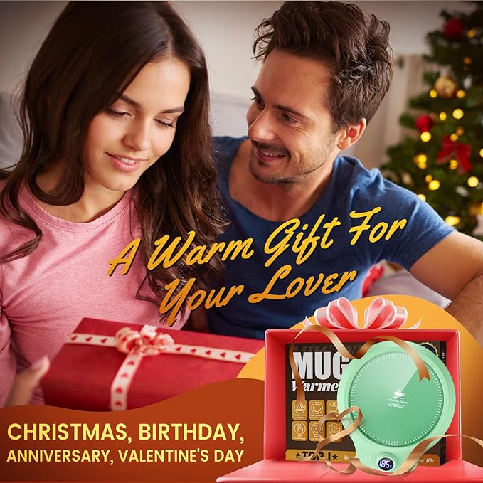 Fast Heating Mug Warmer - 4 Temp Settings & 1-12H Timer, Coffee Cup Warmer Plate for Desk Auto Shut Off, Ideal Beverage Warmer Gift for Coffee, Tea, Milk (Green)