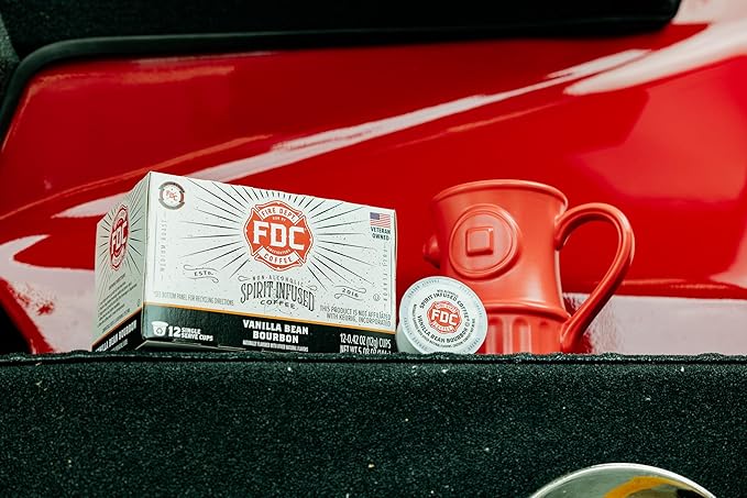 Fire Department Coffee - Vanilla Bourbon Coffee K Cups - Gives Back to Firefighters - Premium Vanilla Bean Bourbon Infused Pods - Non-Alcoholic - Roasted in the USA - Veteran Owned - 12 Single Pods