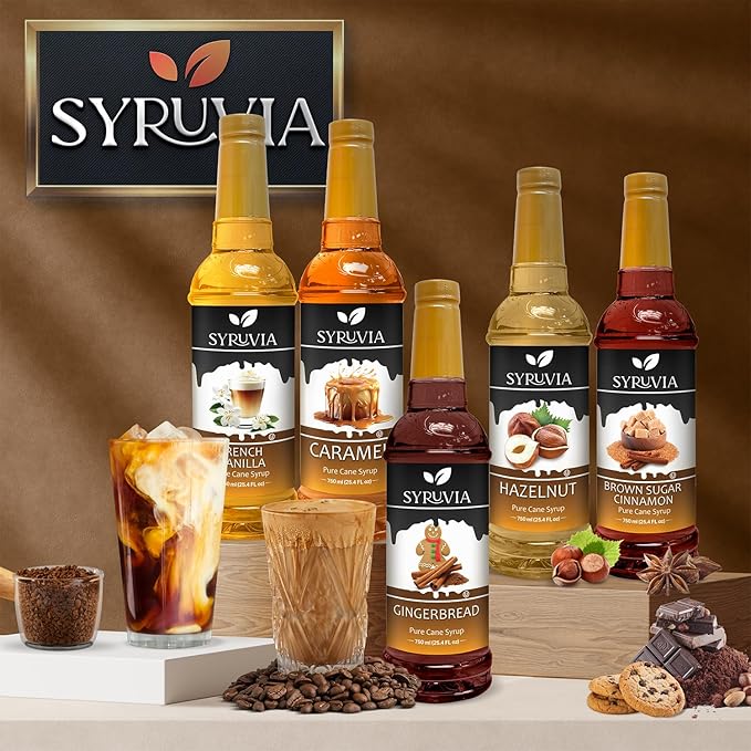 Syruvia Chai Tea Flavored Syrup for Coffee, Drinks, Lattes, and Desserts – 25.4 fl oz,