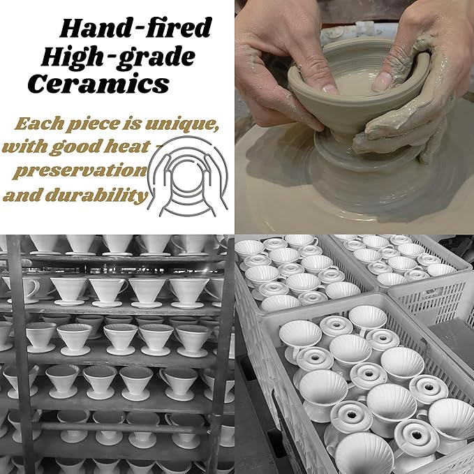 Pour Over Coffee Dripper - Ceramic Pour Over Coffee Maker Cone, Porcelain Coffee Drip, Pour Over Single Cup, Manual Brew Maker for Home, Cafe, Office - 1-4Cup, V60 Size 02 (Red)