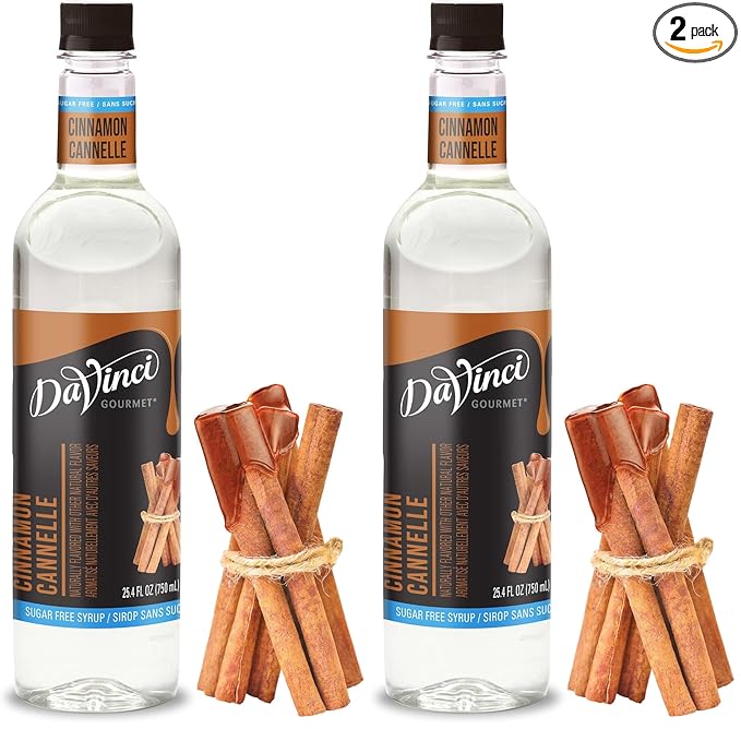 DaVinci Gourmet Sugar Free Cinnamon Syrup, 25.4 Fl OZ (Pack of 2)