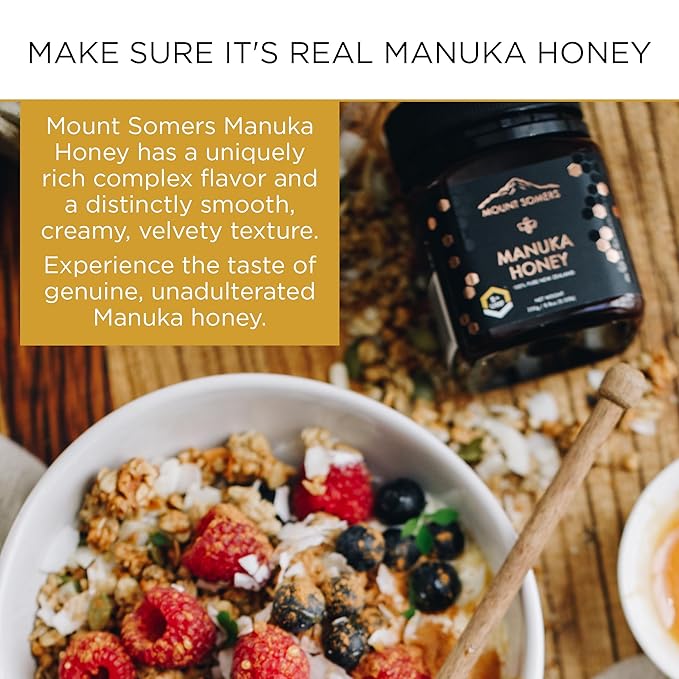 Mount Somers Premium Manuka Honey MGO 514+ / UMF 15+ 100% Pure New Zealand Manuka Honey - Genuine Natural Superfood - UMF Certified & Traceable 8.8oz Jar