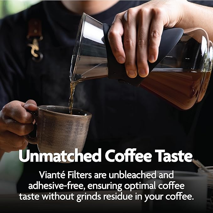 Vianté V60 Coffee Filters. Pour Over Coffee Filter Size 2 Brown Unbleached Filters From Natural Bamboo Fibers (200 Count)