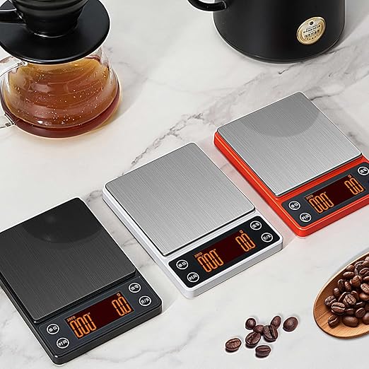 Espresso Scale with Timer 3kg/0.1g Accuracy Coffee Bean Scale Digital Portable Rechargeable Auto Tare Smart Water Flow White