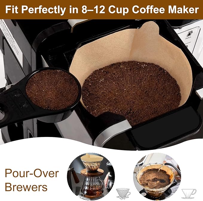110 Count #4 Cone Coffee Filters with Holder Set, Fits 8-12 Cup, Tear-Resistant Seams, Unbleached