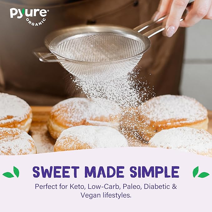 Pyure Organic Powdered Sweetener | Sugar-Free Confectioners Sugar Substitute for Baking | Keto, Gluten-Free, Zero Calorie, Zero Carb, Plant-Based Stevia Blend | 12 oz