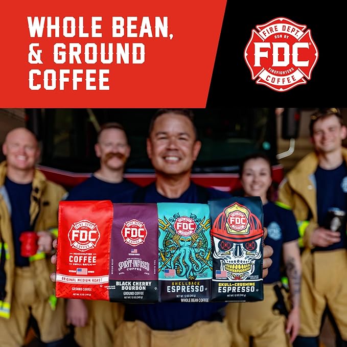 Fire Department Coffee - Gives Back to Firefighters - Mexican Chocolate Tequila Infused Whole Bean Coffee - Medium Roast - Non-Alcoholic - Roasted in the USA - Veteran Owned - 12 oz