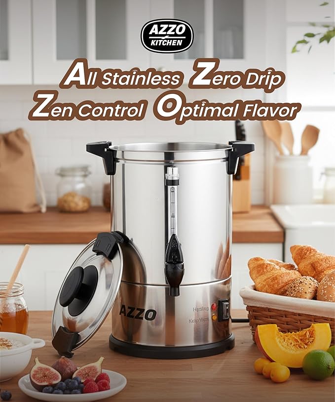 Commercial Coffee Maker 40-Cup Large Coffee Urn with Percolator Coffee Pot Electric 6L Stainless Steel Fast Brew Hot Water Dispenser for Tea Catering Events Home Office Easy Cleaning