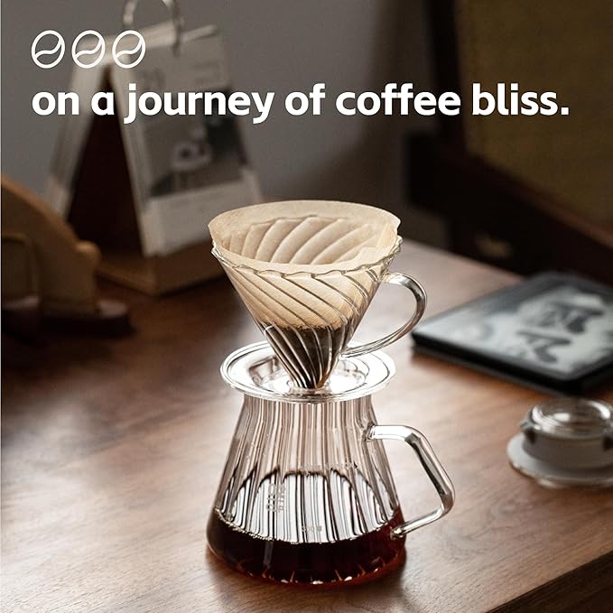 Coffee Dripper, Resuable Pour Over Coffee Maker With Handle, Slow Brewing Coffee Pour Over for Cafe, Travel, Home&Offices, Single Cup Coffee Pour Over, #02 (Borosilicate Glass, 1-4 Cups)