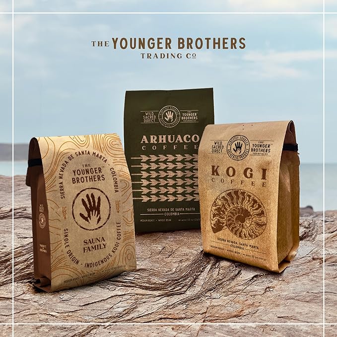 The Younger Brothers Trading Co. Kogi Coffee | Indigenous Wild Grown Whole Bean | Ethically Sourced Single Origin Colombian Coffee | Kogi Medium Roast (35.2 Ounce (Pack of 5)