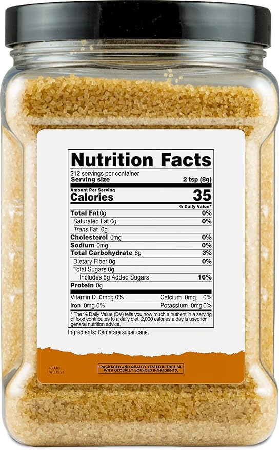 Nutricost Pantry Unrefined Demerara Sugar (4 Pound Bottle) :: Great for Baking, Cooking, Tea, Coffee, Etc. | Raw Cane Demerara Sugar with Zero Additives