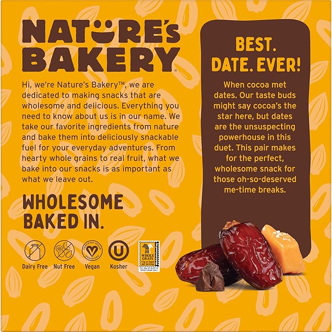Nature's Bakery Salted Caramel Brownie Bars, Whole Grains, Plant Based, Dairy Free, 9.54 Ounces (Pack Of 6)