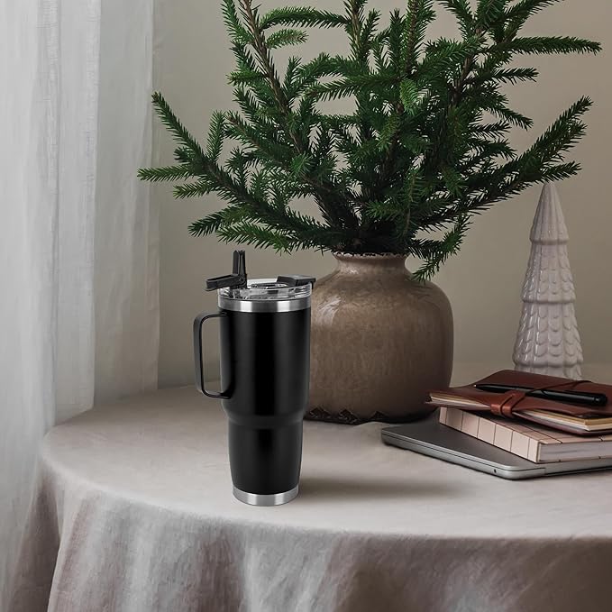 HASLE OUTFITTERS 30oz Tumbler Bulk with Handle, Insulated Travel Coffee Mug Set with Handle Leak-Proof Double Wall Stainless Steel Vacuum Tumblers Pack Metal Cup for Hot and Cold Drink