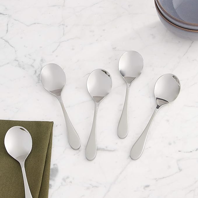 Knork Original Bouillon Stainless Steel Soup, Specialty Spoons, 6 Piece Set, Gloss, 152