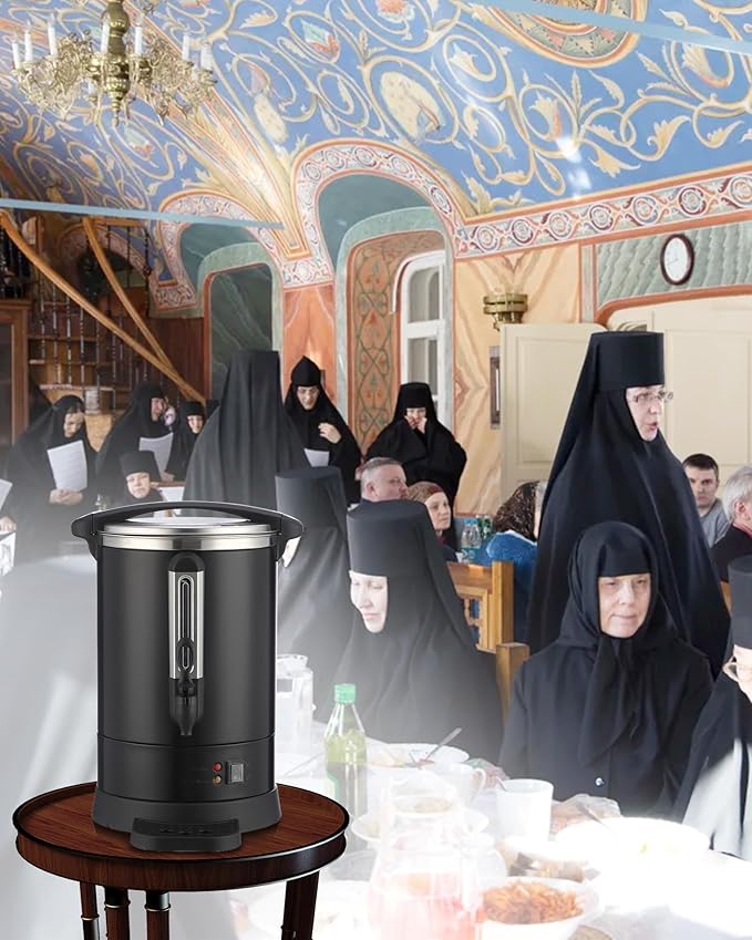 Garvee Commercial Coffee Urn,120 Cup-18L,Hot Water Dispenser with Percolator, Stainless Steer Hot Beverage Thermos, Easy Two Way Dispenser,Black