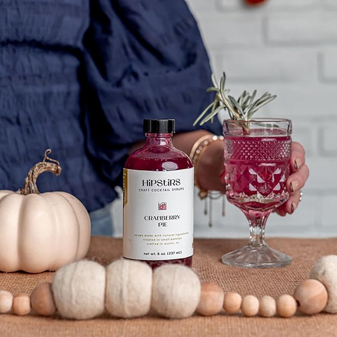 HipStirs Cranberry Syrup for Drinks - Our Cranberry Pie Syrup Uses Real Ingredients to make it the Perfect Winter Drink Mixer (8 Fl Oz)