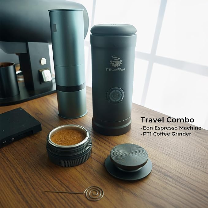 MiiCoffee Eon Portable Espresso Machine, Travel Coffee Maker with Self-Heating and USB-C Charging (Grey)