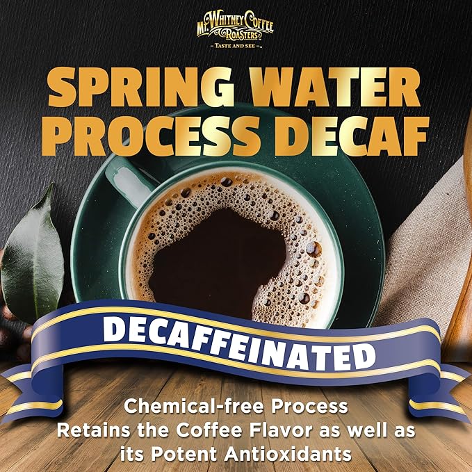 Mt. Whitney Premium Organic Spring Water Colombian, Medium Dark Roast, Low Acid Decaf Coffee (Ground, 5 Lb)