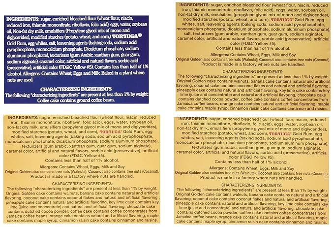 Tortuga Caribbean Rum Cake Assortment - 4 Rum Cakes of 4oz each