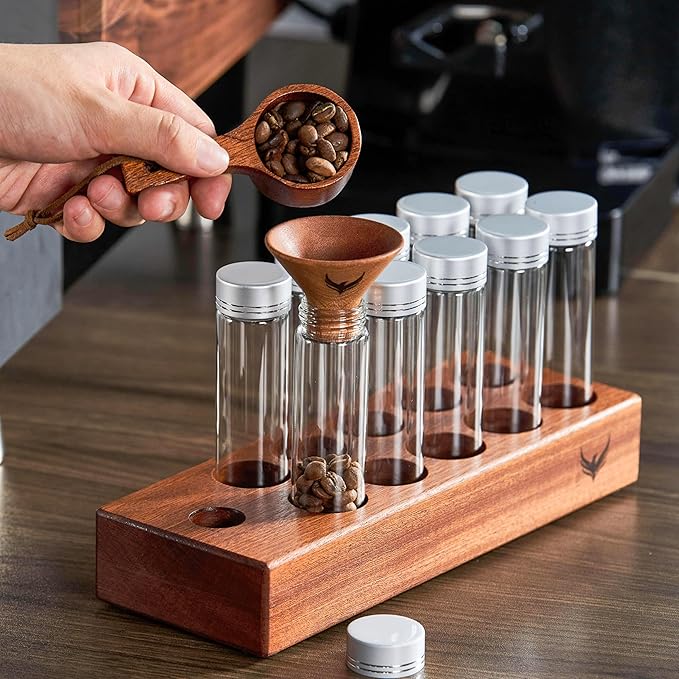 Coffee Dosing Cup With RDT Spray Bottle and Single Dose Bean Storage Tubes - Perfect Barista Accessories for Espresso & Filter Coffee