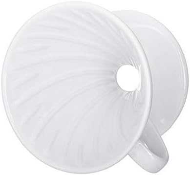 Pour Over Coffee Dripper - Ceramic Slow Brewing Accessories for Home, Cafe, Restaurants - Easy Manual Brew Maker Gift - Strong Flavor Brewer - V02 Paper Cone Filters - White, 2 Cup