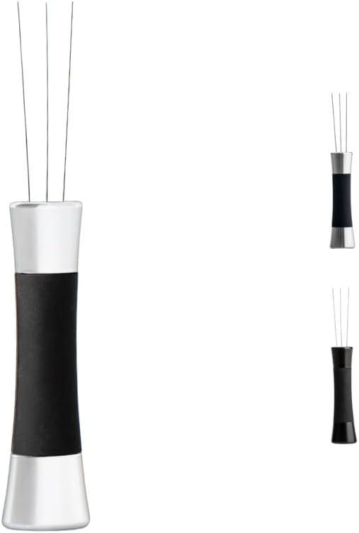 Crema Coffee Products Weiss Distribution Technique (WDT) Tool | Even Coffee Ground Distribution for Better Extraction | Stainless Steel with Silicone Grip | Includes 6 Pins & Storage Vault | White