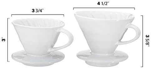 Pour Over Coffee Dripper - Ceramic Slow Brewing Accessories for Home, Cafe, Restaurants - Easy Manual Brew Maker Gift - Extra Small - White, 1 Cup
