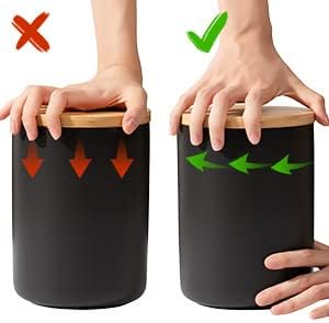 Yangbaga Black Ceramic Canister Set for Kitchen-Set of 3 Kitchen Canisters for Countertop with Airtight Wood Lids,Large Kitchen Storage for Flour,Suger,Coffee-Modern Countertop Decor