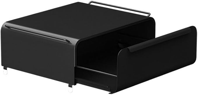 Pull-Out Metal Mug Holder, Countertop Coffee Bar Organizer and Spice Rack, Microwave Stand with Drawer, Stackable Kitchen Counter Organizer(Black)