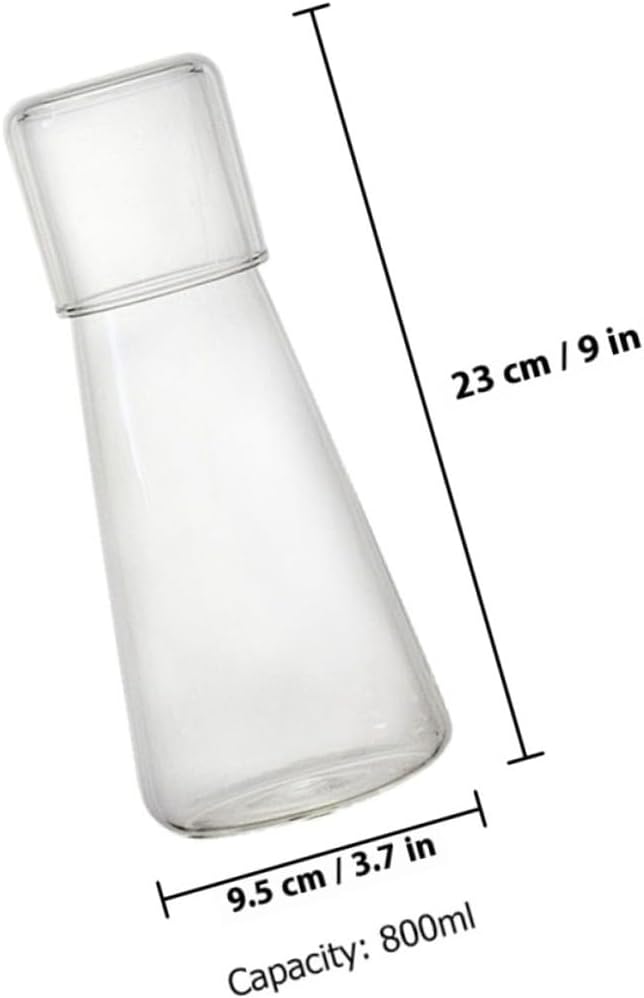 Large Capacity Glass Bedside Water Carafe and Cup Safe Glass Pitcher for Iced Coffee Juice Tea Home and Office Use