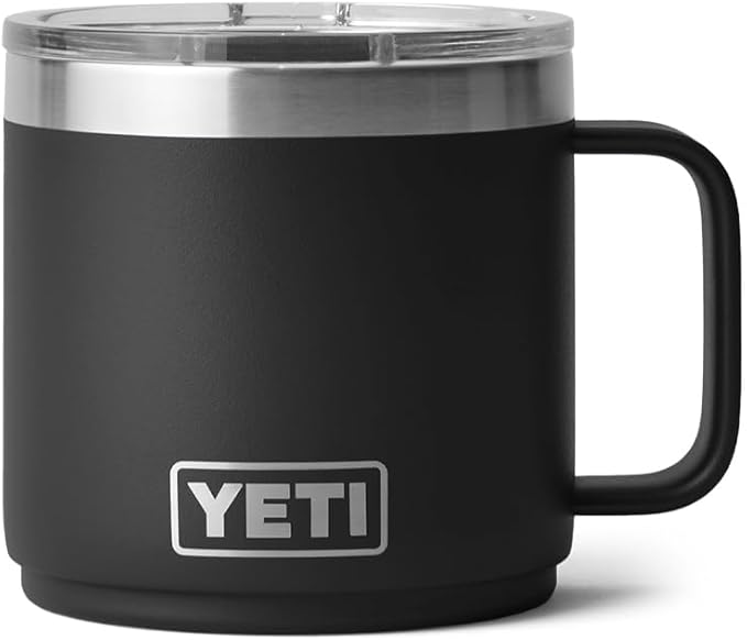YETI Rambler 14 oz Ceramic Lined Stackable Mug, Vacuum Insulated, Stainless Steel with MagSlider Lid, Black